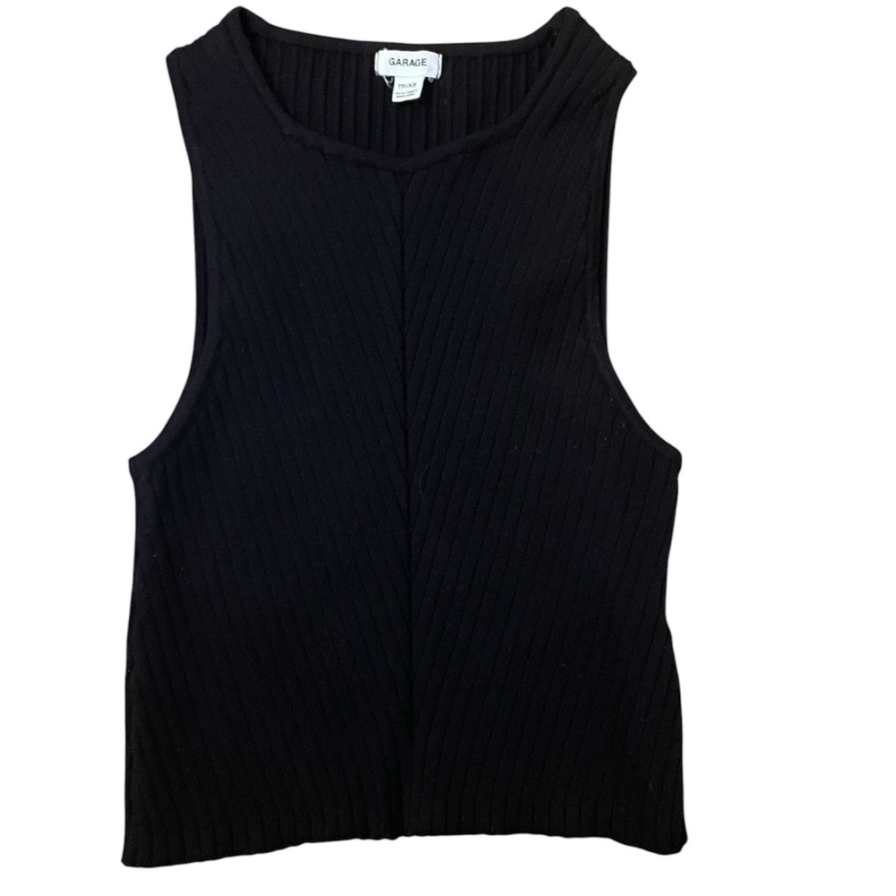 Garage Black Ribbed Sleeveless Top/ crop top